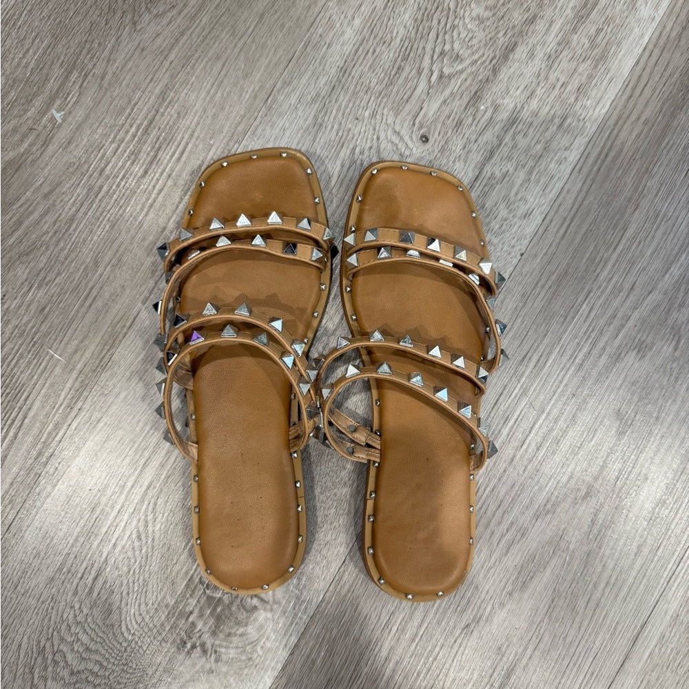 Nicole Miller Tan Studded Sandals